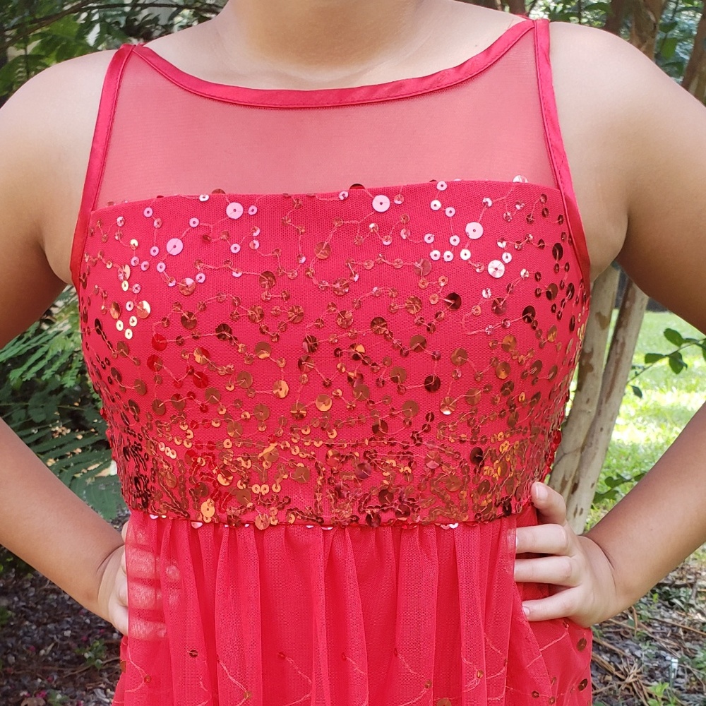 girls sparkly red dress